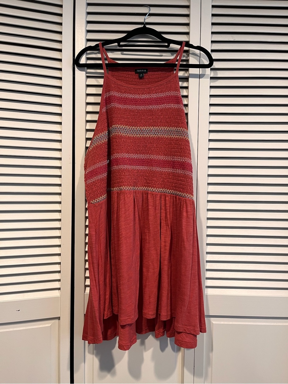 Torrid Textured Striped Coral Sleeveless Burnt Orange Summer Dress / Long Tubic